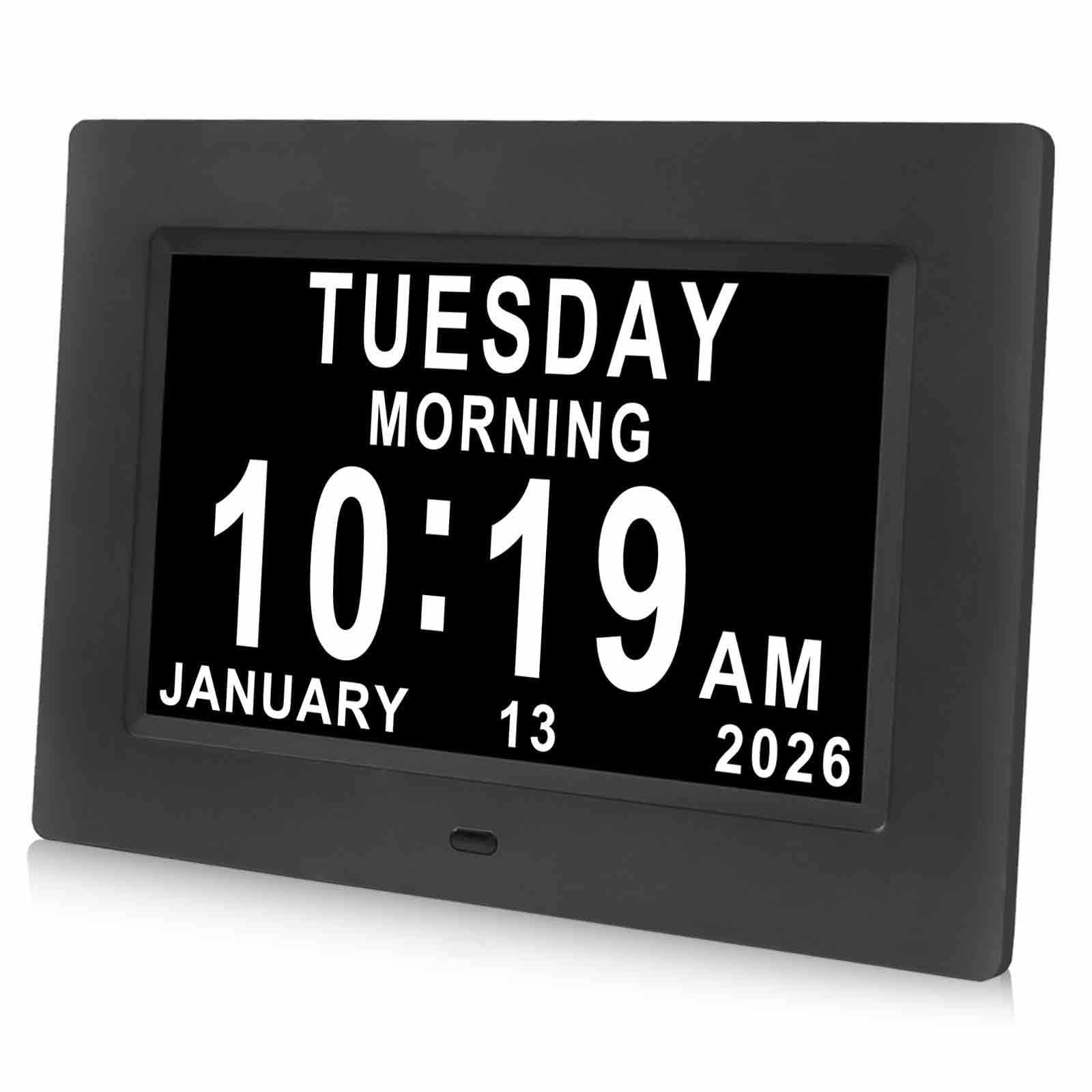 For Seniors,7 Inch Clock With Day And Date For Elderly,12 Ala...