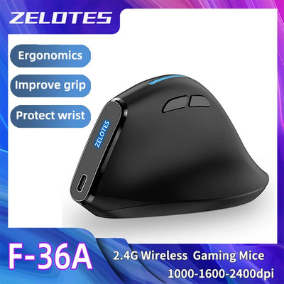 ZELOTES F36A Vertical Handheld Wireless Mouse 2.4G Wireless Rechargeable Laptop 