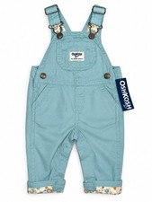 OshKosh B'gosh Blue Floral Cotton Overalls Adjustable Straps Pockets - Size 3M