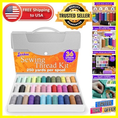 36-Piece Bright Polyester Sewing Thread Set - 250 Yards Each for Versatile Cr...