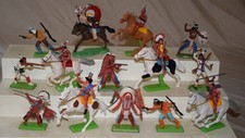 Lot of 14 Vintage Britains Deetail Indians Native Americans Toy Soldiers Horses