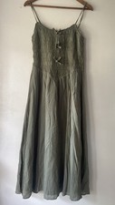 NWT American Eagle Army Green Smocked Dress, Cottagecore, Preppy, Midi, Size S