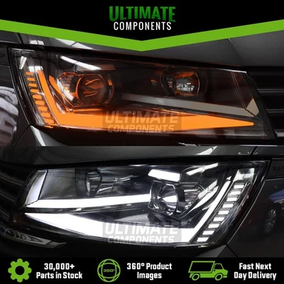 ULTIMATE COMPONENTS VW Transporter T6.1 Headlights Bright White LED DRL Black Dynamic Sequential