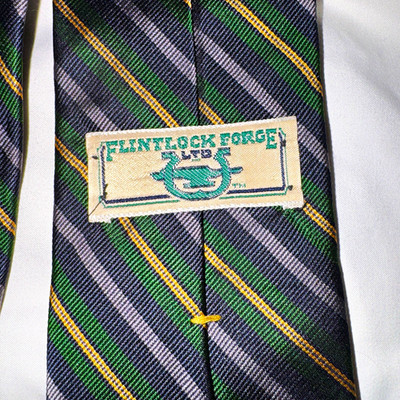 Flintlock Forge LTD Men's Silk Striped Woven Pointed Tie Classic Green purple