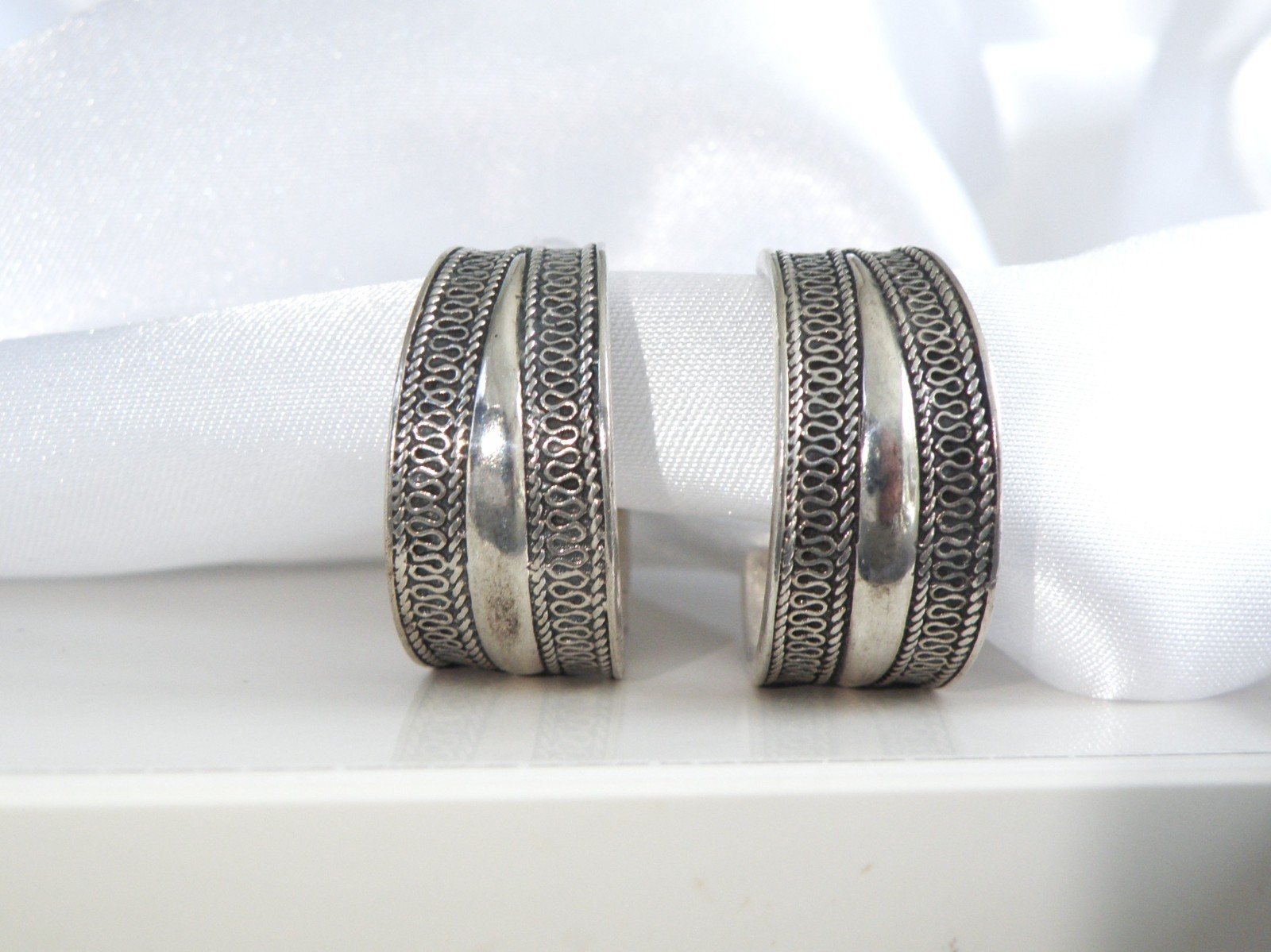 Vintage Solid Sterling Silver 925 Unique Weave Ho… - image 14