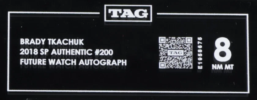 2018 SP Authentic Future Watch Autograph #200 Brady Tkachuk RC Rookie TAG 8 - Image 3 of 3