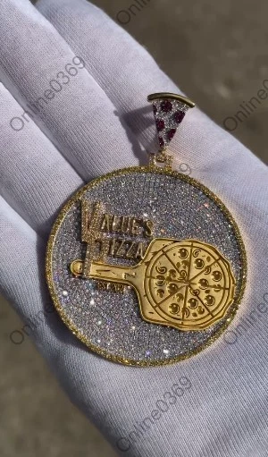 Nuevo colgante con dije circular hecho a medida de diamante creado en laboratorio estilo para hombre en 925 SS Foto 4 de 4