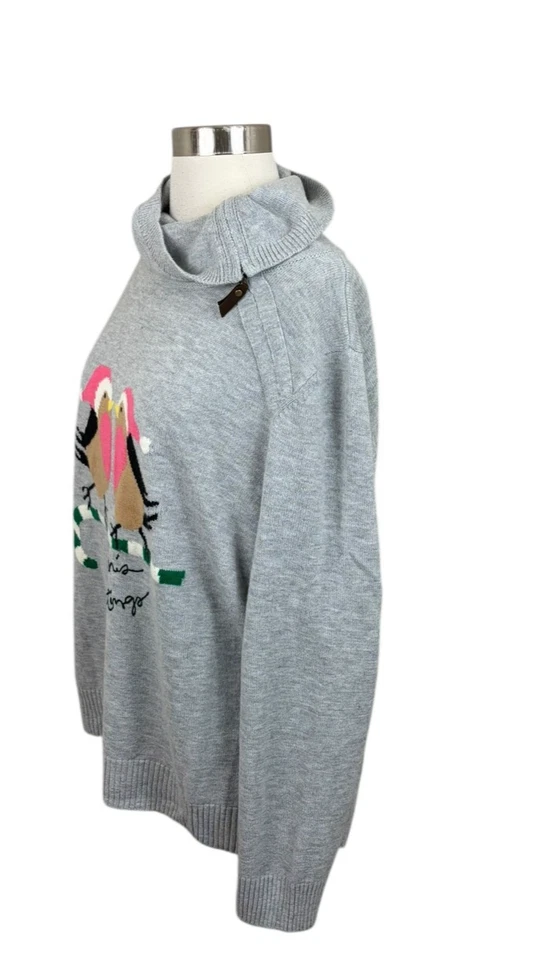 Talbots 2X Gray Lambswool Seasons Tweetings Bird Novelty Holiday Sweater Cozy - Image 2 of 4