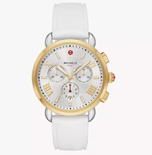 Michele Sport Sail Gold-White Silicone Strap 38mm Women's Watch MWW01P000017