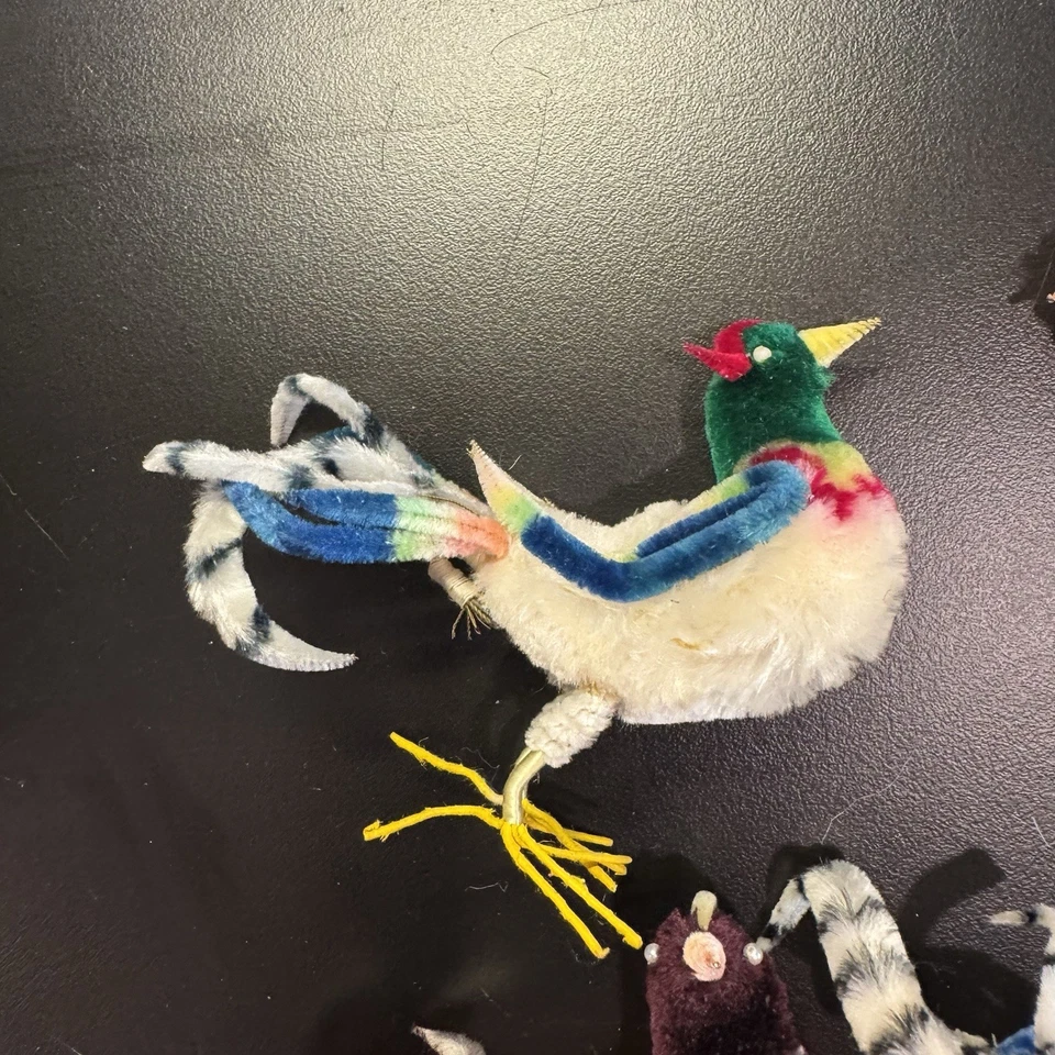 Juego de 7 figuras vintage de aves tropicales limpiador de pipa de chenilla y alambre Foto 2 de 4
