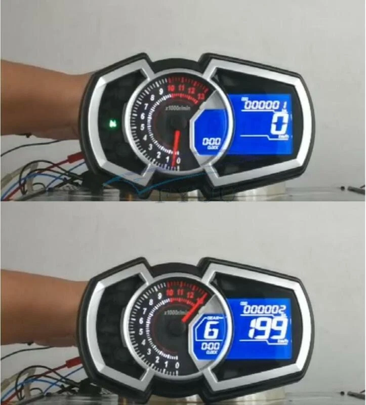 12V 13000RPM Universal LCD Motorcycle Speedometer Odometer RPM Speed Fuel Gauge - Image 4 of 4