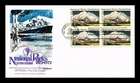 US COVER MT MCKINLEY ALASKA NATIONAL PARKS CENTENNIAL FDC BLOCK OF 4 FLEETWOOD