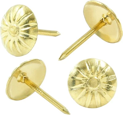 BRAND: AUVOTUIS 100PCS Gold Brass Upholstery Decorative Tacks, Antique Furniture 100PCS,