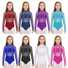 Girls Gymnastics Figure Ice Skating Leotard Cutout Back Bodysuit Figure Skating