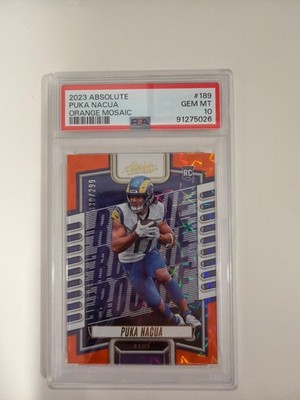 2023 Panini Absolute - Rookies Puka Nacua #189 Orange Mosaic /299 (RC) PSA 10