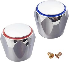 2pcs Hot & Cold Tap Top Head Faucet Cover Chrome Plated Replacement Set Kitchen