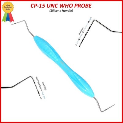 Periodontal Dental Probe UNC-15 with WHO Color Markings - New Silicone Handle