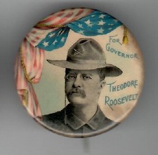 Theodore Roosevelt for Governor Rough Rider Political Campaign Pin