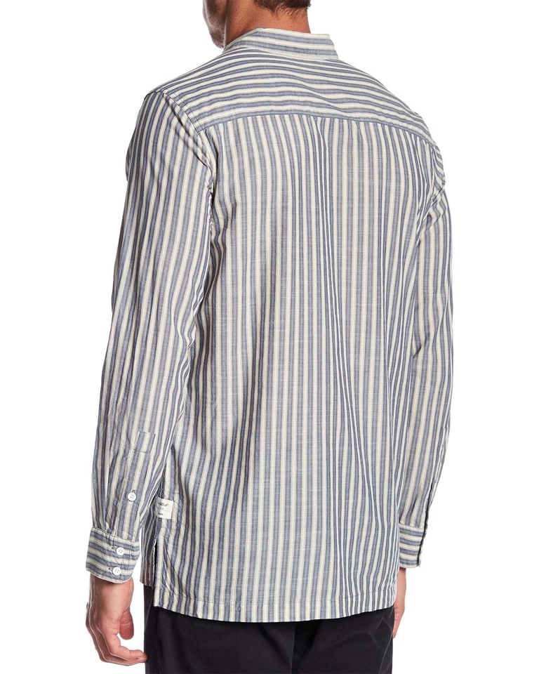 William Rast Mens Bo Regular Fit Button Down Shirt Medium Chambray Blue Striped - Image 2 of 2