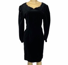 CLASSICS DEBENHAMS Vintage UK Black Velvet Dress 8