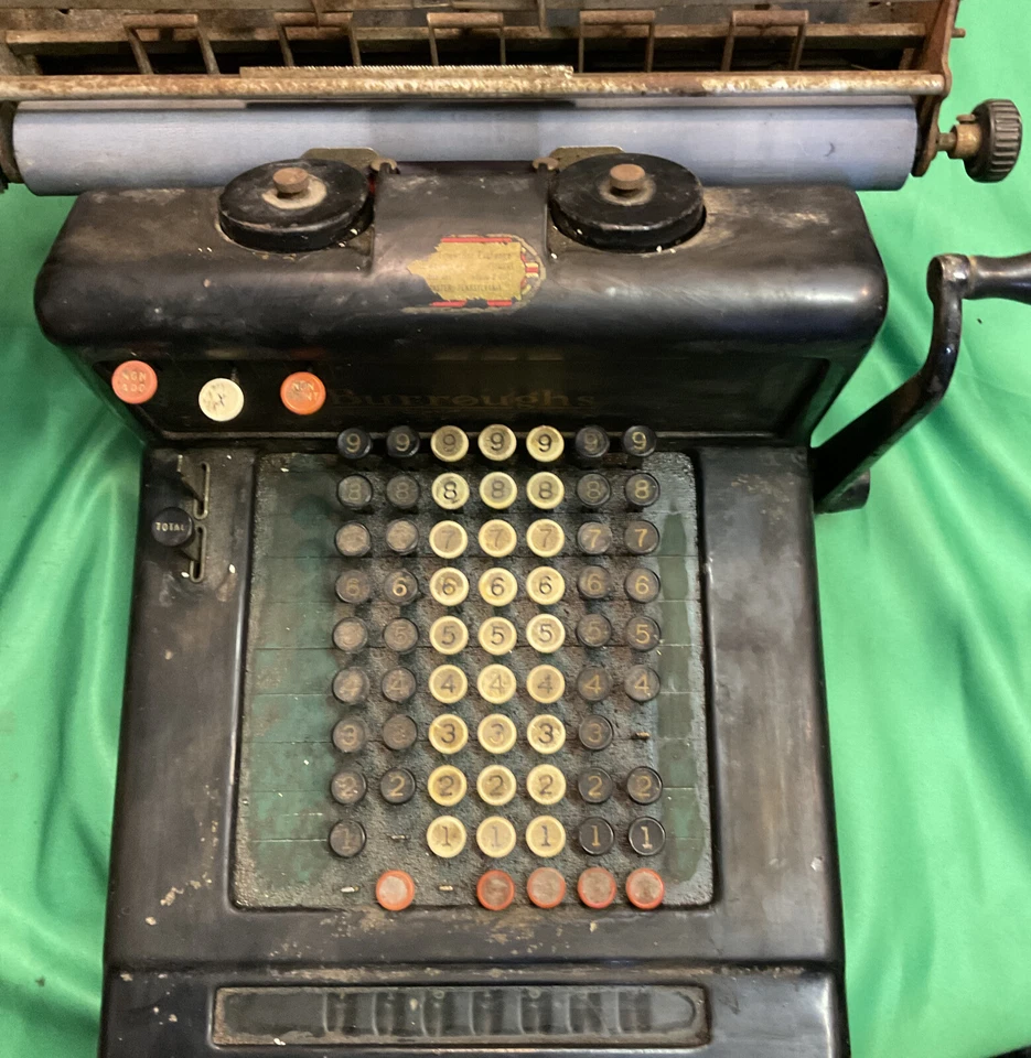 VTG BURROUGHS ADDING MACHINE CALCULATOR HAND CRANK - For Part’s Or Not Work - Image 3 of 4
