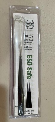 Wiha 44506 Tweezers Acid Resistant, Anti-Magnetic, ESD Safe Pointed Fine 3 4.72''