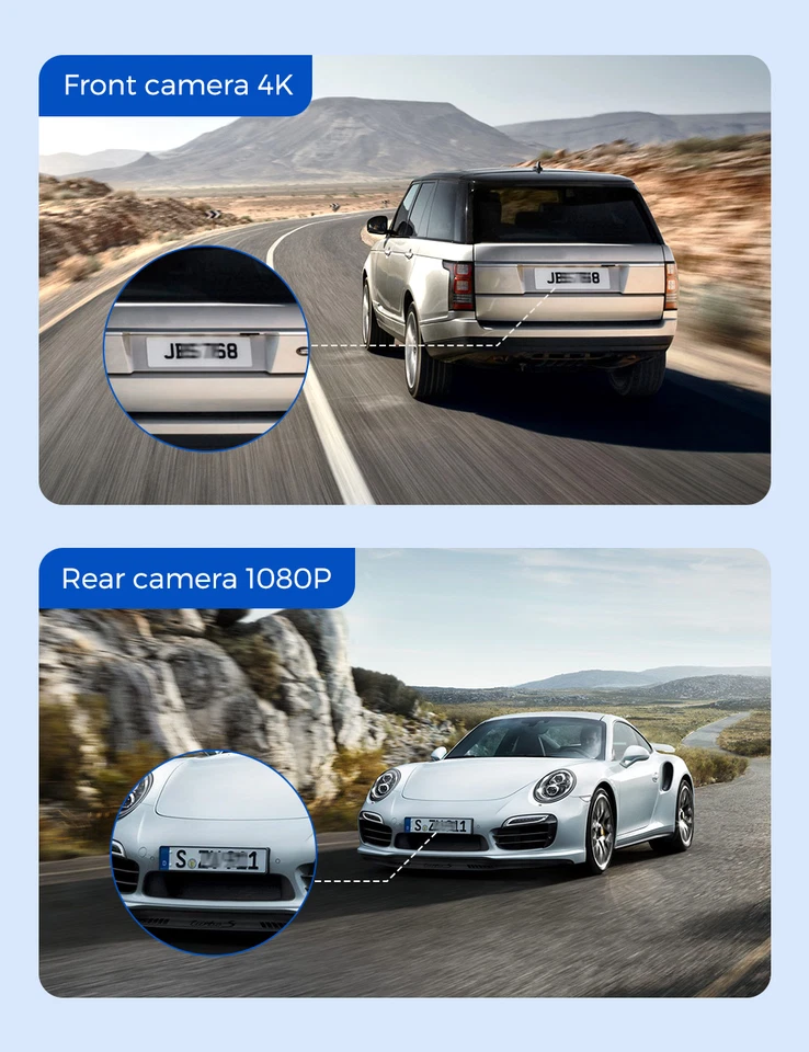 AZDOME 3.19"4K+1080P Dual Dash Cam 5GWiFi GPS Night Vision Parking Mode 64GBCard - image 3 of 4