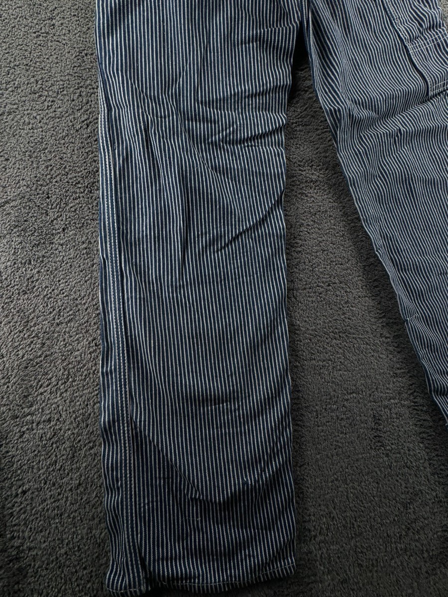 VTG Lee USA Made Blue White Striped Denim Carpenter Pants