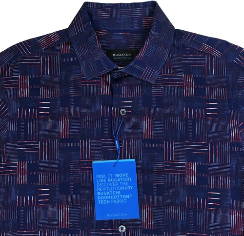 Mens BUGATCHI UOMO Classic Fit Shirt S Small Slim NEW Blue Striped Plaid $149 - Picture 8 of 8