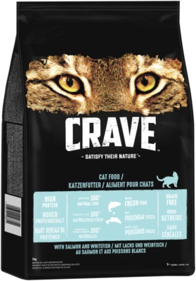 7kg Crave Katzenfutter Trockenfutter Beutel Lachs und Weißfisch