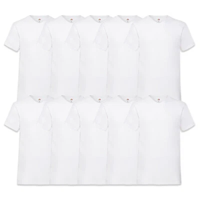 10 FRUIT OF THE LOOM T SHIRT V-NECK WEIß M L XL XXL 3XL 4XL 5XL SHIRTS NEU - Bild 1 von 2