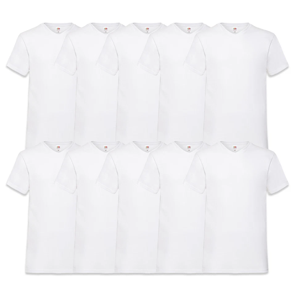 10 FRUIT OF THE LOOM T SHIRT V-NECK WEIß M L XL XXL 3XL 4XL 5XL SHIRTS NEU - Bild 1 von 2