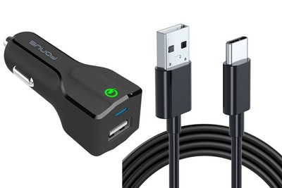 For Samsung Galaxy S23 S22 S21 Ultra Car Charger 24W Fast 2-Port USB 6ft Cable
