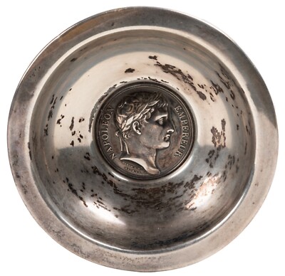 C. 1804 EMPEROR NAPOLEON Sterling Silver Bowl with  CORONATION  Coin at Bottom