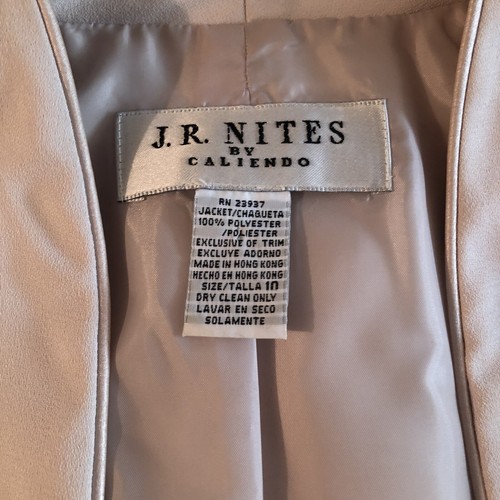 Jupe longue et veste J. R. Nites by Caliendo crème manches transparentes perles taille 10 - Photo 9/11