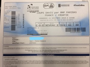 Billet Finale Coupe Davis France Croatie 23 Novembre 2018 Ebay