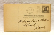 UX20 WILLIAM McKINLEY POSTAL CARD ONE CENT POSTMARKED 1909