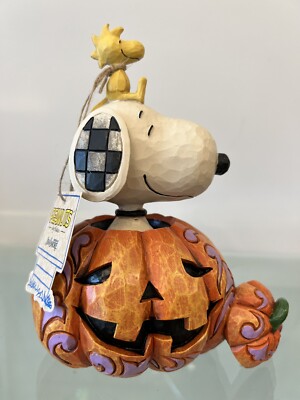 New Jim Shore Peanuts Snoopy Woodstock Halloween The Pumpkin King 6000981 Figure