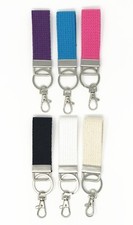Heavy Cotton Mini Key Fob with silver split ring, swivel clip Made in U.S.