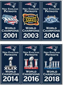 New England Patriots Super Bowl World Champions 14 X 8 5 Banners Embroidered Ebay