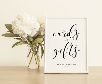 Ungerahmte personalisierte A5 Hochzeitsschilder - Karten, Gästebuch, Gastgeschenke etc.