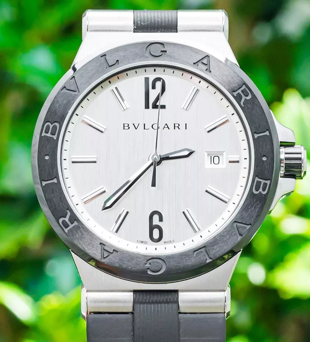 Bulgari Diagono 42 Silver Dial Ceramic Steel 7K MSRP Papers Bvlgari DG42C6SCVD
