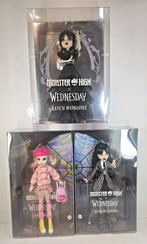 Monster High x Wednesday Addams Enid & Rave'N Dance Dolls Lot of 3