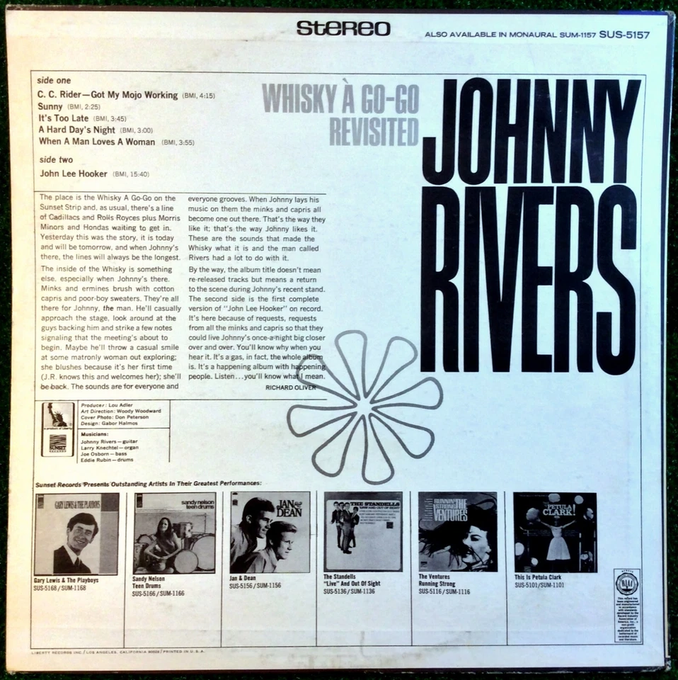Johnny Rivers Whisky A Go-Go Original 1967 Vinyl LP Album Sunset Records SUS5157 - Image 3 of 4
