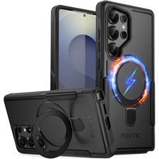 For Samsung Galaxy S25 Ultra Case  Poetic Slim Magnetic Ring Stand Cover Black