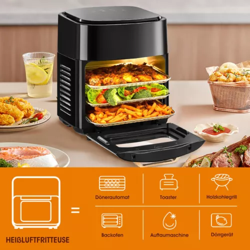 Heißluftfritteuse 15L Backofen Dörrautomat Grill Heissluftfritteuse Air Fryer Cm
