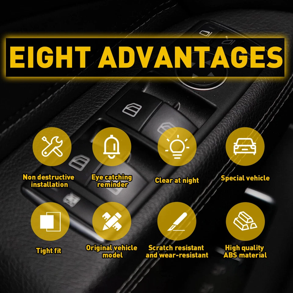 For Mercedes-Benz E350 2010-2015 Inner Door Window Switch Button 14pc Cover Trim - Image 3 of 4