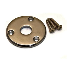 Black Nickel Finish "Vee" Style Metal Round Jack Plate for Guitar/Bass RMJP-BN