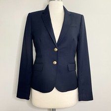 J. Crew Women  s Schoolboy Wool Blazer Sz 4 Navy 2-Button Classic Preppy