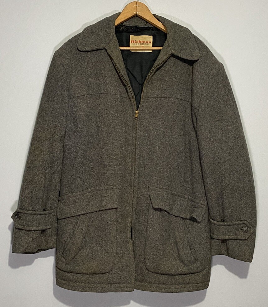 Vintage 50s Richman Brothers Coat Heavy Jacket 40 Medium Gabardine  